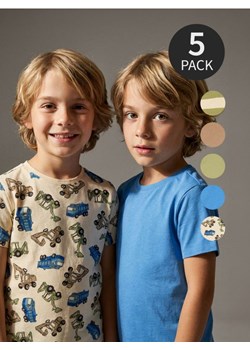 Sinsay - Koszulki z motywem pojazdów budowlanych 5 pack - zielony ze sklepu Sinsay w kategorii T-shirty chłopięce - zdjęcie 189385649