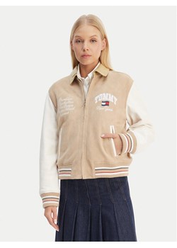 Tommy Jeans Kurtka skórzana Suede Varsity DW0DW22769 Beżowy Regular Fit ze sklepu MODIVO w kategorii Kurtki damskie - zdjęcie 189387419