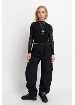 Czarne spodnie bawełniane WIDE LEG z kieszeniami na nogawkach, Rozmiar - 170, Kolor - Czarny ze sklepu REPORTER w kategorii Spodnie dziewczęce - zdjęcie 189391508