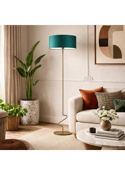 Lampa stojąca do salonu JERSEY w stylu urban jungle z abażurem 40 cm zieleń butelkowa ze sklepu Lysne w kategorii Lampy podłogowe - zdjęcie 189392318