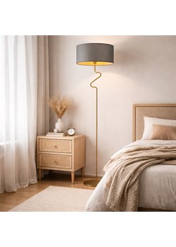 Szara lampa podłogowa w stylu skandynawskim MORONI GOLD ze sklepu Lysne w kategorii Lampy podłogowe - zdjęcie 189392326
