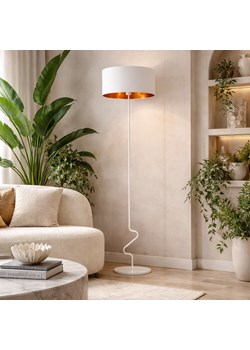 Biała lampa podłogowa z abażurem ze złotym środkiem JERSEY GOLD ze sklepu Lysne w kategorii Lampy podłogowe - zdjęcie 189392329