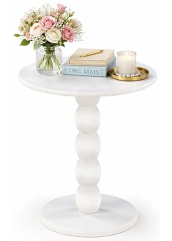 Okrągły Stolik Biały Kawowy T2-N45 ze sklepu Edinos.pl w kategorii Stoliki kawowe - zdjęcie 189392557