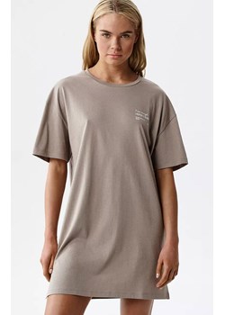 Atlantic bawełniana koszula nocna damska NLD-001-SKALNY, Kolor beżowy, Rozmiar S, ATLANTIC ze sklepu Intymna w kategorii Koszule nocne - zdjęcie 189394205