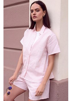 Sensis lniana piżama damska w paski Selene, Kolor biało-różowy, Rozmiar S, SENSIS ze sklepu Intymna w kategorii Piżamy damskie - zdjęcie 189394488