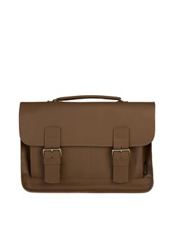 -beżowa torba skórzana Brooklyn na ramię i do ręki ze sklepu Słoń Torbalski w kategorii Listonoszki - zdjęcie 189395745