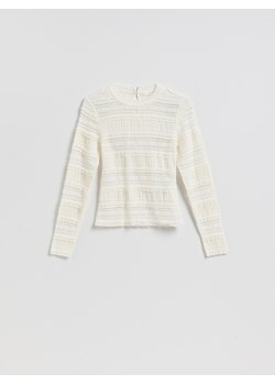 Reserved - Koronkowy longsleeve - złamana biel ze sklepu Reserved w kategorii Bluzki damskie - zdjęcie 189397998