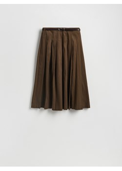 Reserved - Spódnica midi z paskiem - ciemnobrązowy ze sklepu Reserved w kategorii Spódnice - zdjęcie 189398085