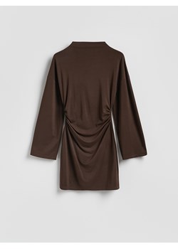 Reserved - Sukienka z marszczeniem - ciemnobrązowy ze sklepu Reserved w kategorii Sukienki - zdjęcie 189398177