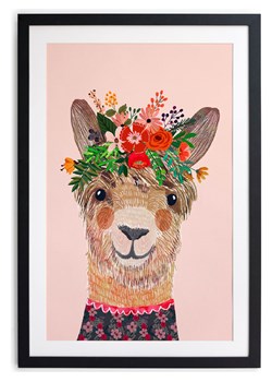 Folkifreckles Druk artystyczny "Floral Llama" w ramce - 40 x 60 cm ze sklepu Limango Polska w kategorii Obrazy - zdjęcie 189399665