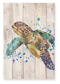 Folkifreckles Druk "Turtle" na drewnie - 40 x 60 cm ze sklepu Limango Polska w kategorii Obrazy - zdjęcie 189399779