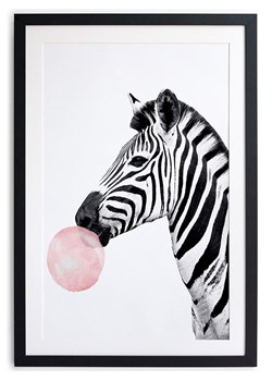 little nice things Druk artystyczny "Zebra Bubble Gum" w ramce - 40 x 60 cm ze sklepu Limango Polska w kategorii Obrazy - zdjęcie 189400517