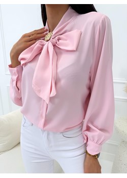 Pudrowa Koszula z Wiązaniem przy Szyi ze sklepu ModnaKiecka.pl w kategorii Koszule damskie - zdjęcie 189406817