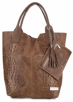 Torebki Skórzane VITTORIA GOTTI Made in Italy Shopper bag Aligator Ziemista ze sklepu PaniTorbalska w kategorii Torby Shopper bag - zdjęcie 28489485