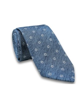 Modny Krawat Męski - Motyw Florystyczny -6,5cm- Chattier, Błękitno-Biały KRCH0884 ze sklepu JegoSzafa.pl w kategorii Krawaty - zdjęcie 37282855