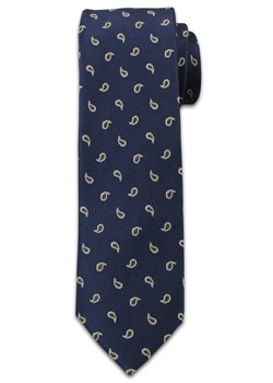 Modny Krawat Męski. Wzór Paisley, Nerka - Chattier, Granatowo-Brązowy KRCH0949 ze sklepu JegoSzafa.pl w kategorii Krawaty - zdjęcie 37282927