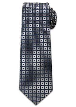 Elegancki Krawat Męski w w Kwadraciki -6,5 cm- Chattier, Granatowo-Biały KRCH0960 ze sklepu JegoSzafa.pl w kategorii Krawaty - zdjęcie 37282947