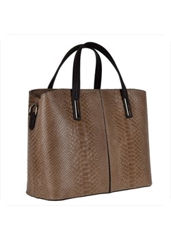 Torebka skórzana  kuferek wzór wężowej skóry taupe l ze sklepu melon.pl w kategorii Torby Shopper bag - zdjęcie 40079139