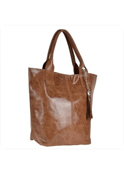 Torebka  skórzana shopper xl z zamkiem połysk brąz ze sklepu melon.pl w kategorii Torby Shopper bag - zdjęcie 41352117