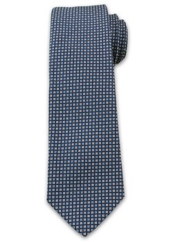 Wyrazisty Krawat Męski w Drobny Wzór, Kwadraciki, Chattier, Granatowo-Niebieski KRCH1012 ze sklepu JegoSzafa.pl w kategorii Krawaty - zdjęcie 41781159