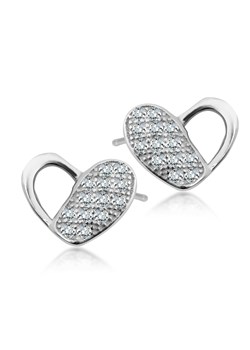 Kolczyki srebrne z cyrkoniami - serce - Unique ze sklepu YES.pl w kategorii Kolczyki - zdjęcie 57366527