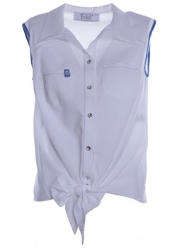 Bluzka FBZ618 BIAŁY+CHABROWY ze sklepu fokus.pl w kategorii Koszule damskie - zdjęcie 58067636
