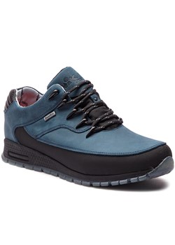 Buty trekkingowe męskie Nik ze skóry niebieskie sportowe sznurowane 