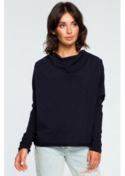 Bluza z dekoltem z tyłu - granatowa ze sklepu Cudmoda w kategorii Bluzy damskie - zdjęcie 59644466
