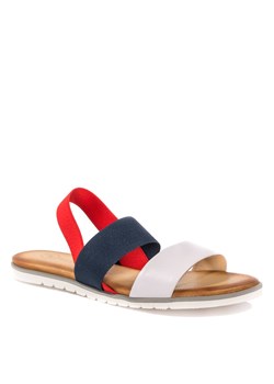 Trzykolorowe skórzane sandały z gumką 67P ze sklepu NESCIOR w kategorii Sandały damskie - zdjęcie 59990316