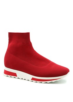 Czerwone sportowe sneakersy socks na białej podeszwie 256B ze sklepu NESCIOR w kategorii Buty sportowe damskie - zdjęcie 59993226