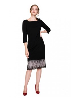 Sukienka Potis & Verso midi z długimi rękawami na karnawał dopasowana z okrągłym dekoltem 