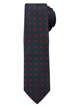 Ciemnogranatowy Elegancki Męski Krawat -ALTIES- w Czerwone Kropki, Groszki KRALTS0218 ze sklepu JegoSzafa.pl w kategorii Krawaty - zdjęcie 61884487