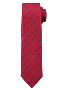 Czerwony Elegancki Męski Krawat -ALTIES- w Granatowy Wzór Paisley KRALTS0204 ze sklepu JegoSzafa.pl w kategorii Krawaty - zdjęcie 61884489