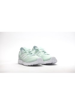 Buty sportowe damskie Adidas Originals dla biegaczy zx zielone wiązane na płaskiej podeszwie gładkie 