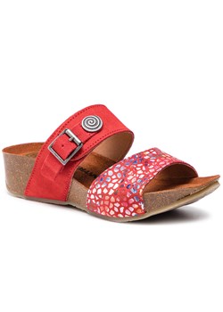 Klapki damskie Dr Brinkmann z tworzywa sztucznego czerwone w nadruki 
