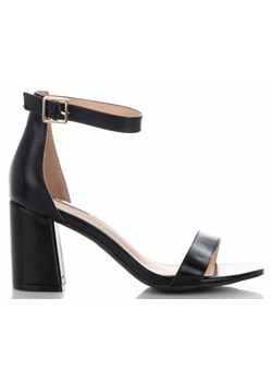 Sandały damskie Belluci z klamrą czarne ze skóry ekologicznej na słupku 
