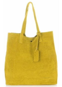 Vittoria Gotti Uniwersalne Torebki Skórzane z wysokiej jakości Zamszu Naturalnego Włoski Shopper w rozmiarze XXL Żółty (kolory) ze sklepu PaniTorbalska w kategorii Torby Shopper bag - zdjęcie 64686966