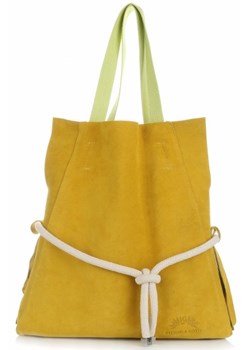 Vittoria Gotti Modne i Uniwersalne Torebki Skórzane Na co Dzień ShoppeBag XL z Kosmetyczką Żółta (kolory) ze sklepu PaniTorbalska w kategorii Torby Shopper bag - zdjęcie 64688028