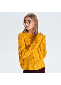 Cropp - Sweter z warkoczowym splotem - żółty ze sklepu Cropp w kategorii Swetry damskie - zdjęcie 65318007