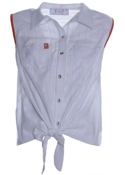 Bluzka FBZ618 BIAŁY+POMARAŃCZOWY ze sklepu fokus.pl w kategorii Koszule damskie - zdjęcie 65773838