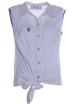 Bluzka FBZ618 BIAŁYprążki+CHABROWY ze sklepu fokus.pl w kategorii Koszule damskie - zdjęcie 65773857