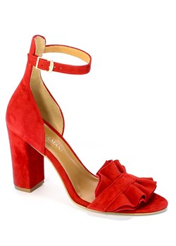 Ulmani sandały damskie bez wzorów czerwone z klamrą na wysokim obcasie ze skóry na eleganckie 