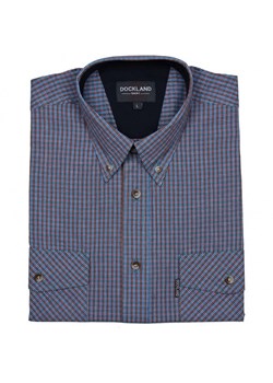 Koszula męska Dockland jesienna niebieska z krótkim rękawem 