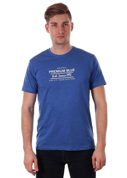 Niebieski T-shirt Męski z Nadrukiem, Krótki Rękaw, Just Yuppi, Błękitna Koszulka w Napisy, Melanż TSJTYUP9005kol7NIEBIESKI ze sklepu JegoSzafa.pl w kategorii T-shirty męskie - zdjęcie 66762259