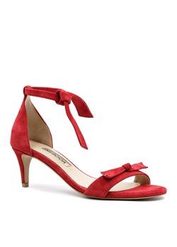 Czerwone zamszowe szpilki sandały wiązane wokół kostki 115K ze sklepu NESCIOR w kategorii Sandały damskie - zdjęcie 66855536