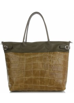 Uniwersalne Duze Torby Skórzane w rozmiarze XXL z modnym motywem żółwia renomowanej firmy Vittoria Gotti Made in Italy Zielone (kolory) ze sklepu PaniTorbalska w kategorii Torby Shopper bag - zdjęcie 67291105