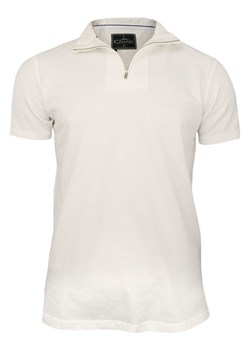 Kremowa Koszulka na Stójce z Zamkiem -100% BAWEŁNA- Chiao, Męska, Krótki Rękaw, Beżowa TSCHIAOM4401PScream ze sklepu JegoSzafa.pl w kategorii T-shirty męskie - zdjęcie 67662176