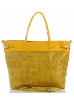 Shopper bag Vittoria Gotti na wakacje skórzana żółta bez dodatków duża na ramię 