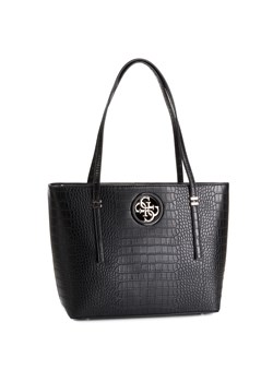 Czarna shopper bag Guess mieszcząca a6 elegancka na ramię 