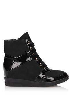 Sneakersy damskie czarne Kazar z nubuku płaskie gładkie na zamek 